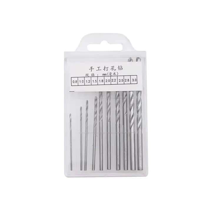 Mini ensemble d'outils avec perceuse hélicoïdale à main noire, 10 pièces, perceuse torsadée pour pât