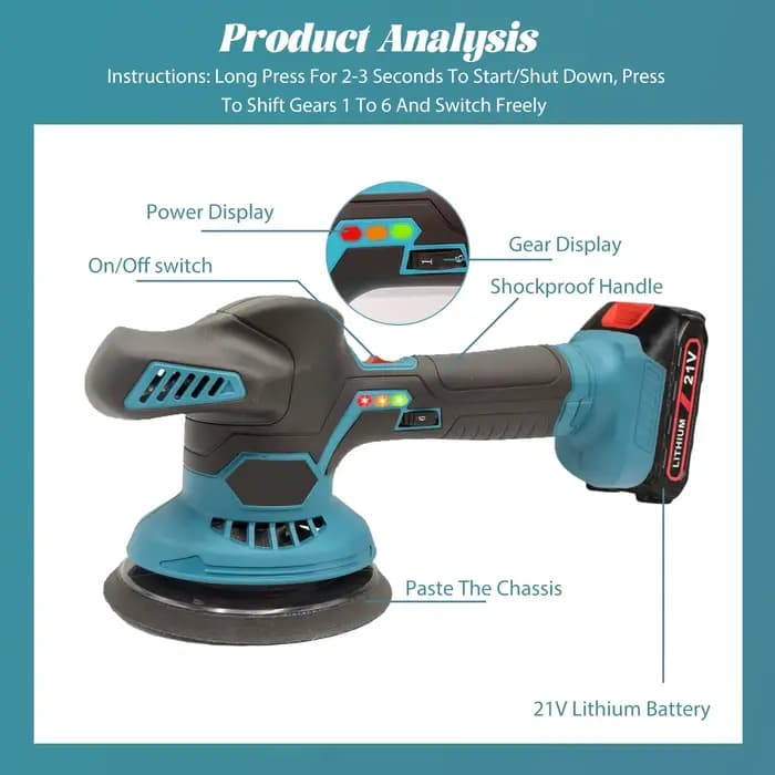 Makita – polisseuse électrique sans fil pour voiture, 6 vitesses, pot de polissage, outil, Machine d