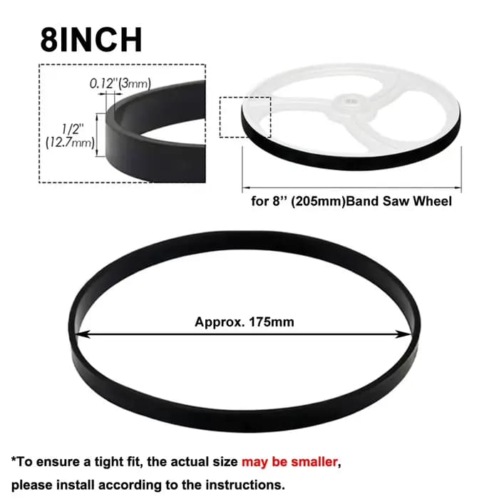 Bande de caoutchouc pour scie à ruban, 1 pièce, pour 8 "9" 10 "12" 14 ", pneus de scie à ruban pour 
