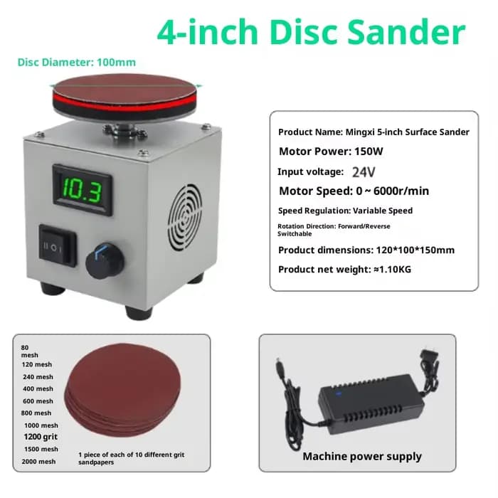 Petite ponceuse à disque électrique de 4/5/6 pouces, 150W/24V, rectifieuse à vitesse Variable 0-6000