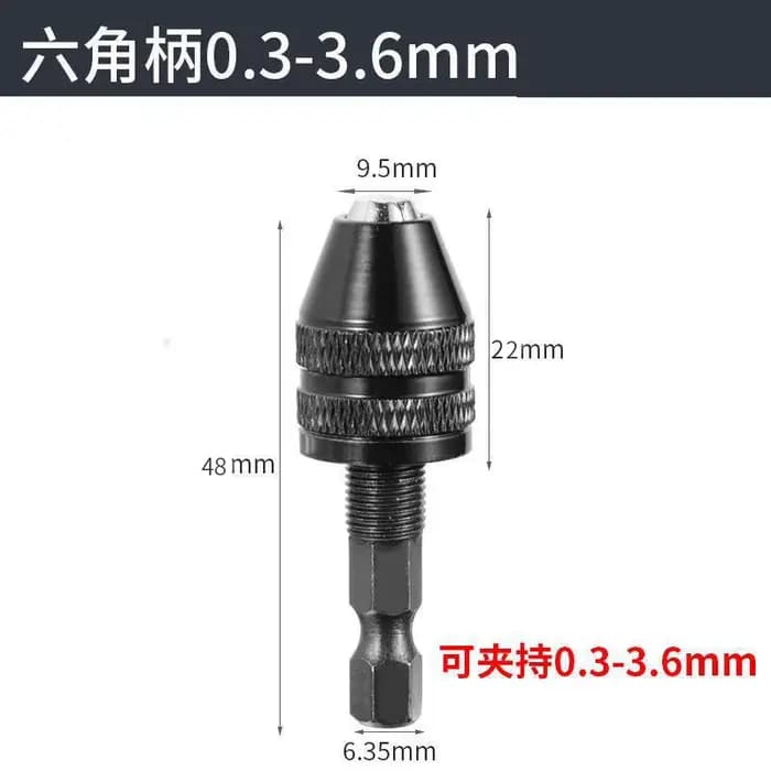 Mandrin de perceuse sans clé, tournevis à percussion, adaptateur, tête de tournevis, micro moteur, s