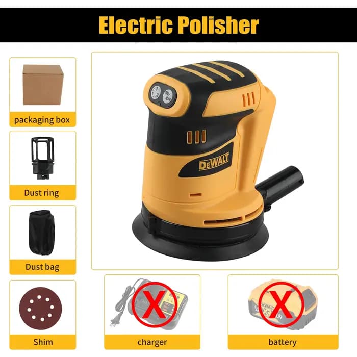 Ponceuse orbitale aléatoire sans fil DEWALT 18V Lithium-Ion, outil de polissage rechargeable pour le