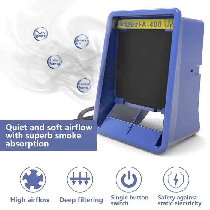 FA-400 ventilateur d'extraction absorbeur de fumée portable filtre à charbon actif éponge ESD extrac