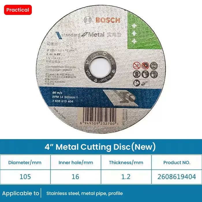 Bosch-Disque à tronçonner pratique en métal, 100/105/125/150/180mm, pour meuleuse d'angle
