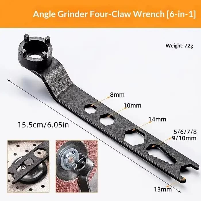 Clé multifonction pour meuleuse d'angle, clé de démontage à quatre griffes épaissie, outil de réglag