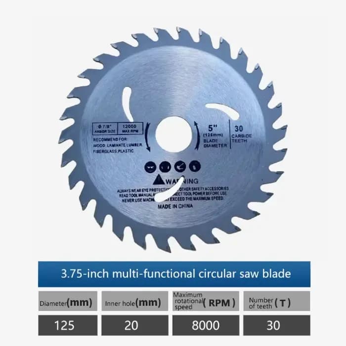 Lame de scie circulaire 125mm 5 pouces, disque de coupe du bois en carbure à 30 dents, alésage de 20
