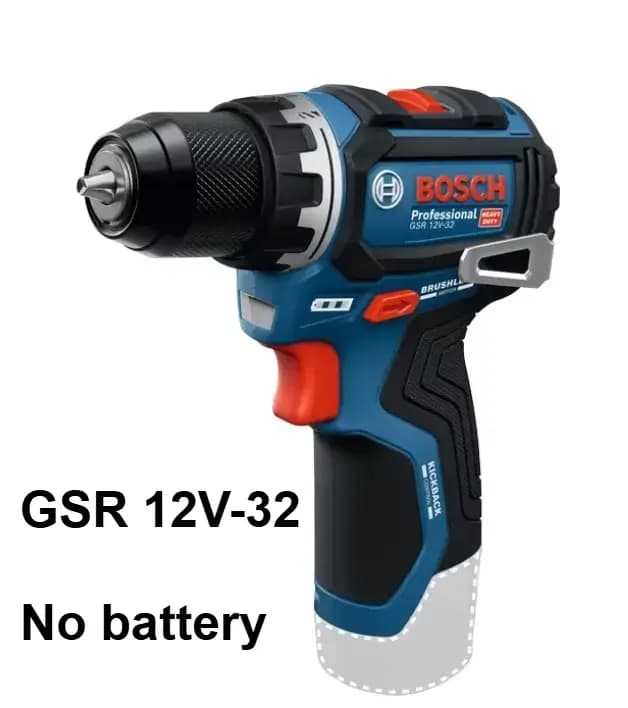 Perceuse sans fil Bosch Professional GSR 12V-32, moteur sans balais, couple élevé de 32 Nm, double v