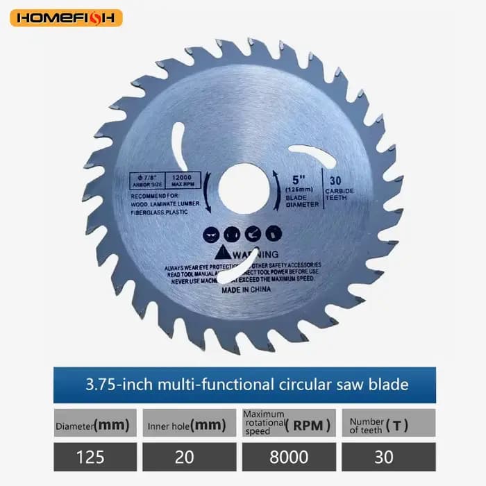 Lame de scie circulaire 125mm 5 pouces, disque de coupe du bois en carbure à 30 dents, alésage de 20