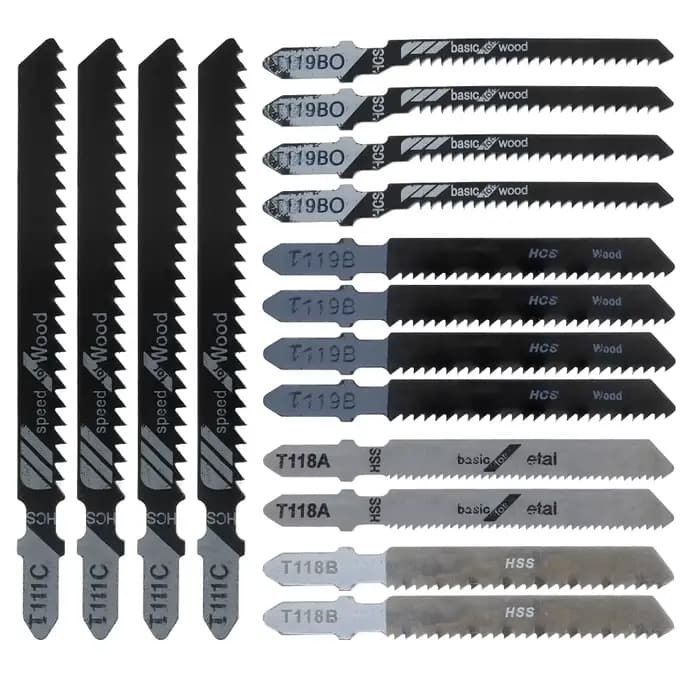Jeu de 16 lames de scie sauteuse, arbre en T HCS, assortiment de lames de scie sauteuse pour le bois