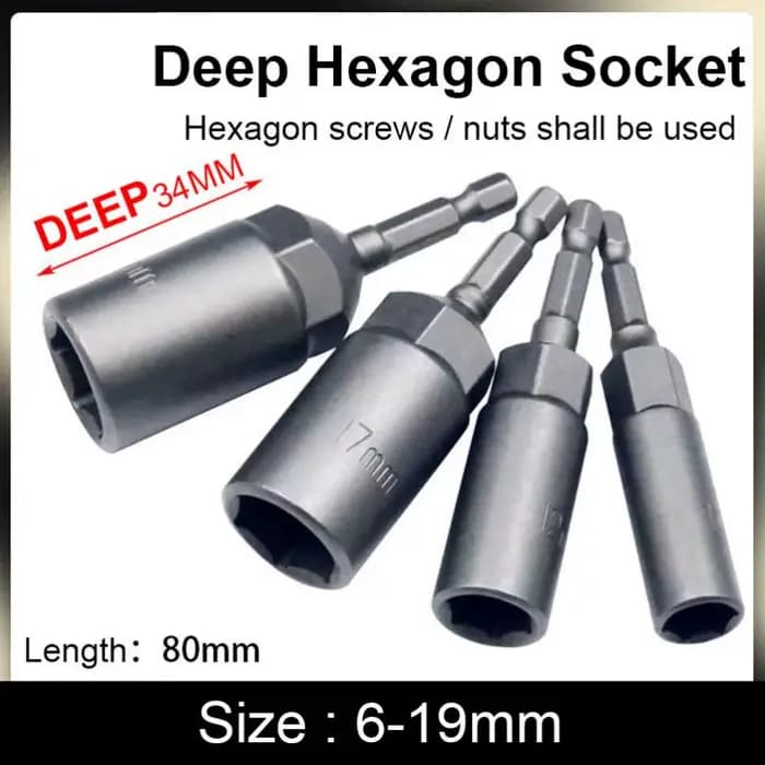 Douille hexagonale intérieure pour perceuse électrique, 6mm-19mm, manchon, tête à douille pneumatiqu