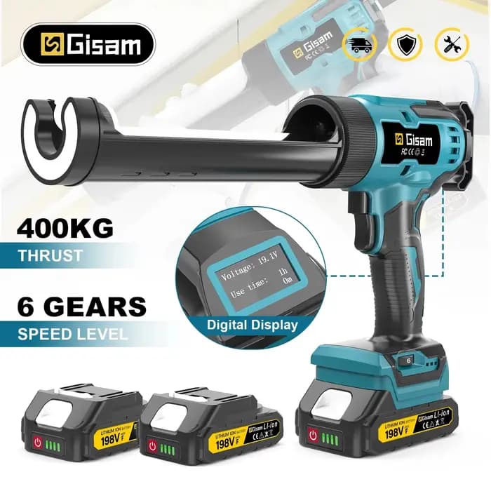 Pistolet à colle électrique sans fil Gisam, pistolet à calfeutrer multifonction pour verre, outil él