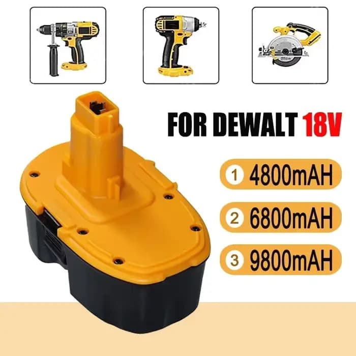 Batterie de remplacement pour perceuse sans fil, 18V, 4800 mAh, 6800 mAh, batterie Ni-MH pour Dewalt