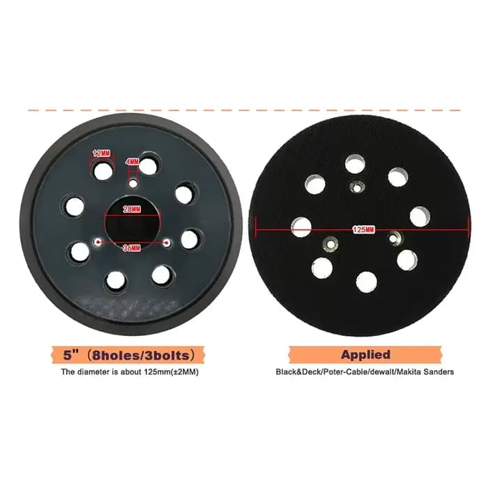 Plaque de support de ponçage auto-agrippante 8 trous 125 mm (5 pouces) pour ponceuse excentrique – Q
