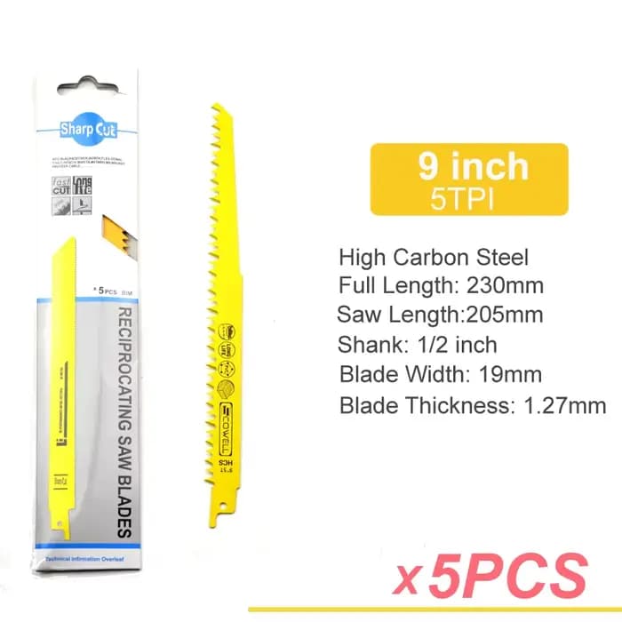 SCOWELL 9 "pouces 5TPI lames de scie sabre alternative, tige universelle pour couper des palettes de