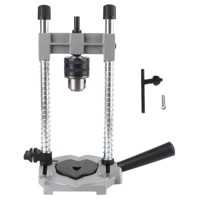 Support de perceuse multifonctionnel avec colonne en acier, Base en aluminium réglable, Angle de 0 à