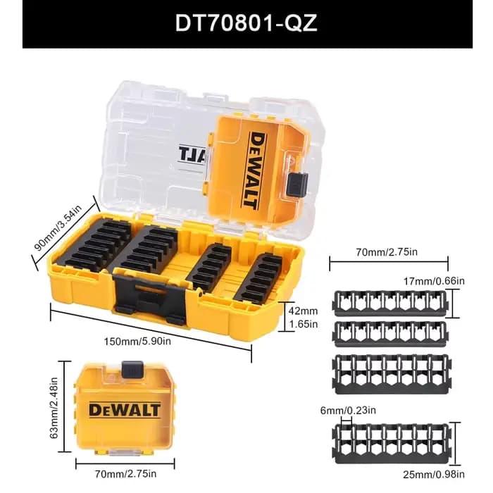 DEWALT DT70801 TSTAK, boîtier robuste, stockage de vis, porte-foret, perceuse électrique empilable v