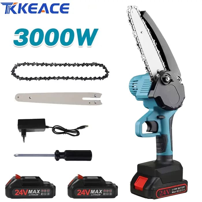 Mini tronçonneuse TKKEACE 6 pouces avec 2 batteries 21V, tronçonneuse électrique puissante et portab