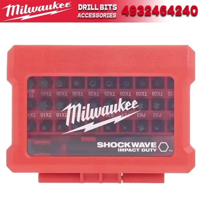 MILWAUKEE 4932464240 SHOCKWAVE 32 pièces jeu d'embouts de tournevis à percussion pour perceuse à per