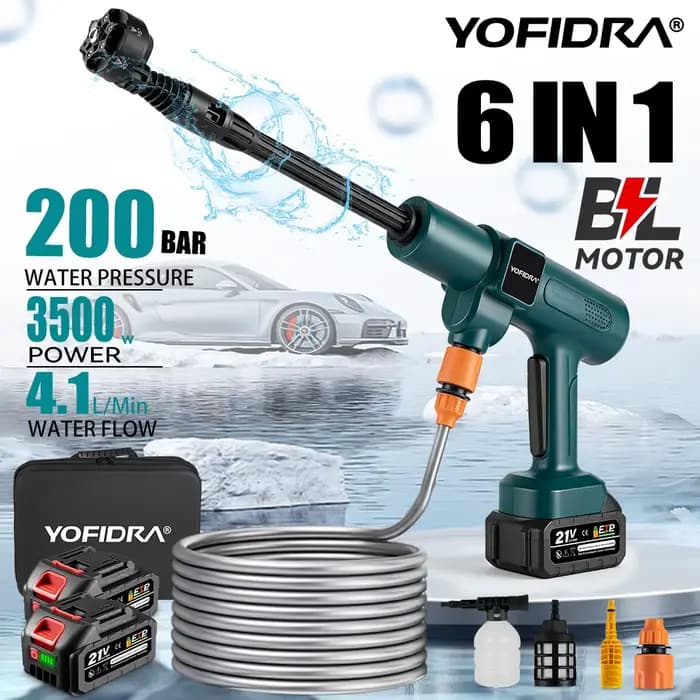 Nettoyeur haute pression sans fil YOFIDRA 200 bars, pistolet à eau pour voiture + seau, nettoyeur de