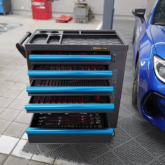 Armoire à outils industrielle avec roulettes, organisateur de rangement multi-tiroirs et coffre à ou