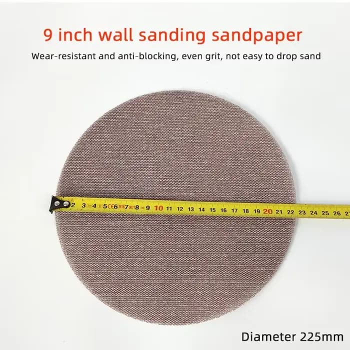 10 pièces 9 pouces maille papier de verre 225mm ponceuse murale flocage rond sec papier de verre lon