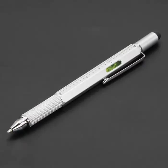 Stylo multifonction 6 en 1, stylet capacitif pour écran tactile, avec tournevis, règle, niveau, cray