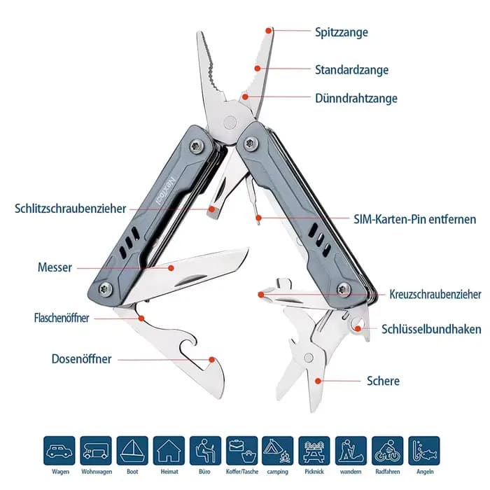 NexTool S11 11 en 1 Mini pince à marin multi-outils couteau de poche outils pliants coupe-fil extéri