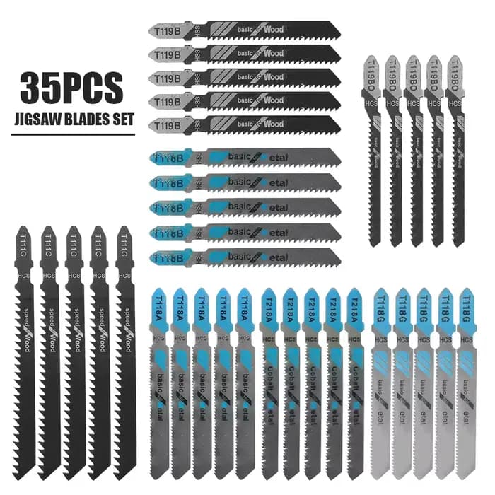 Ensemble de 35 lames de scie sauteuse, lames de scie alternative HCS mixtes, adaptées pour couper le
