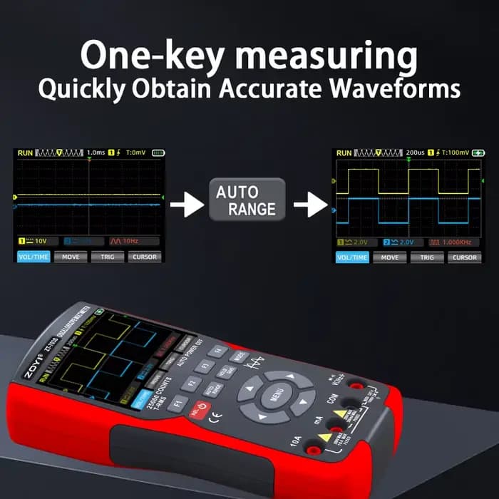 ZOYI ZT-703S multimètre oscilloscope 3 en 1 avec écran IPS de 3,5 pouces, 25000 points, bande passan