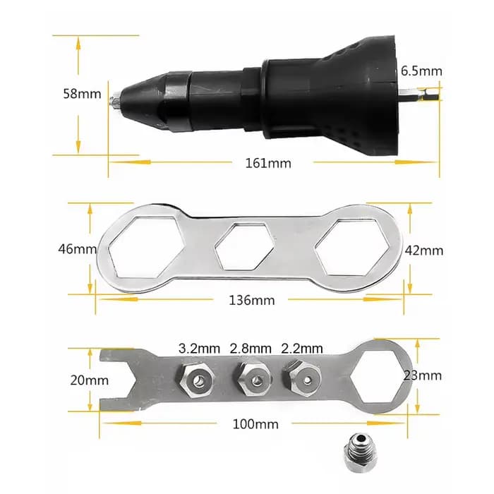 Adaptateur de perceuse à riveter, adaptateur de Conversion de pistolet à écrou à traction électrique