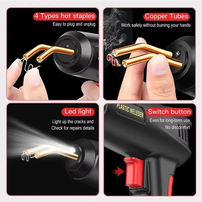 Kit de soudage du plastique 2 en 1 amélioré, agrafeuse à chaud, pistolet à souder, 6/4 Types d'agraf
