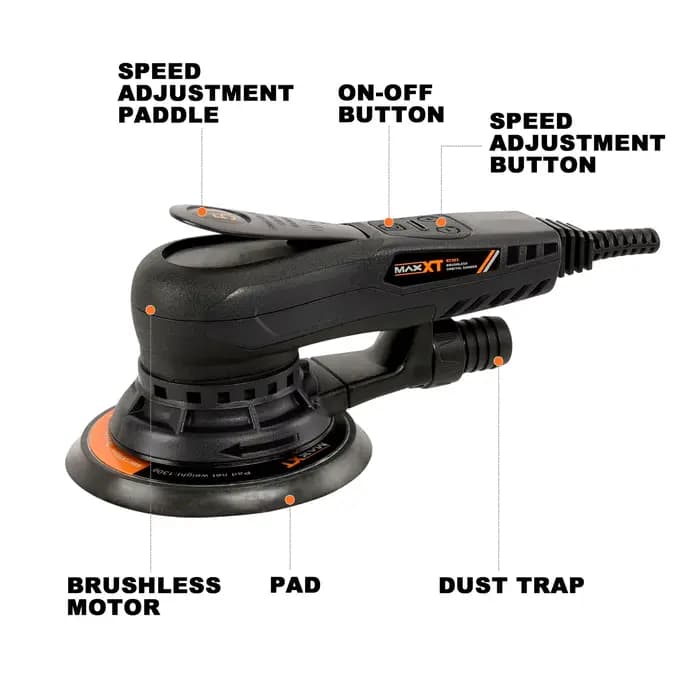 MAXXT 6 pouces 150mm ponceuse de puissance ponceuse orbitale électrique ponceuse à moteur sans bross