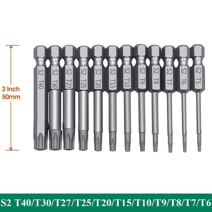 Tournevis à tête de sécurité Torx, jeu de perceuses, tige hexagonale de 1/4 pouces, longueur de 4 po