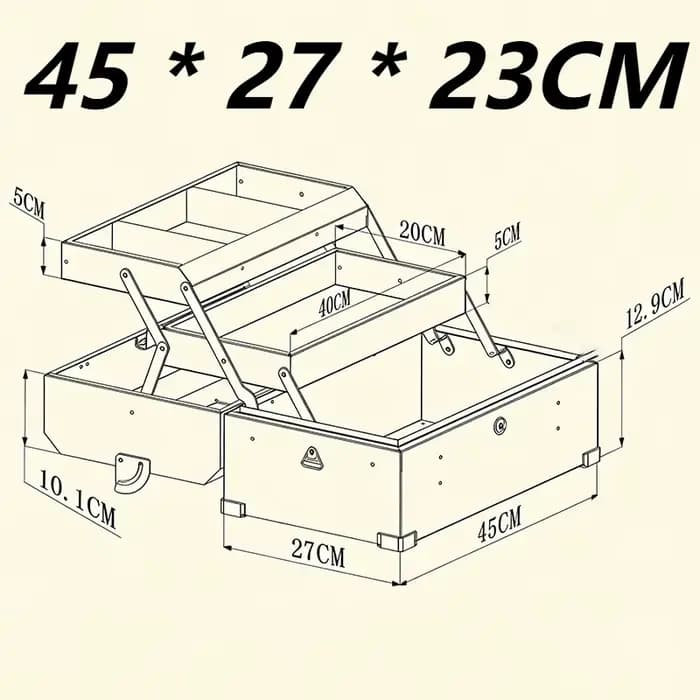 Grande mallette à outils en acier inoxydable, valise de rangement multifonctionnelle pliante, boîte 