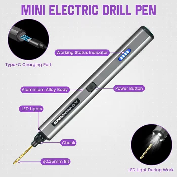 MINI perceuse électrique (SDS MINI), perceuse multi-outil sans fil à chargement USB, perceuse pour b