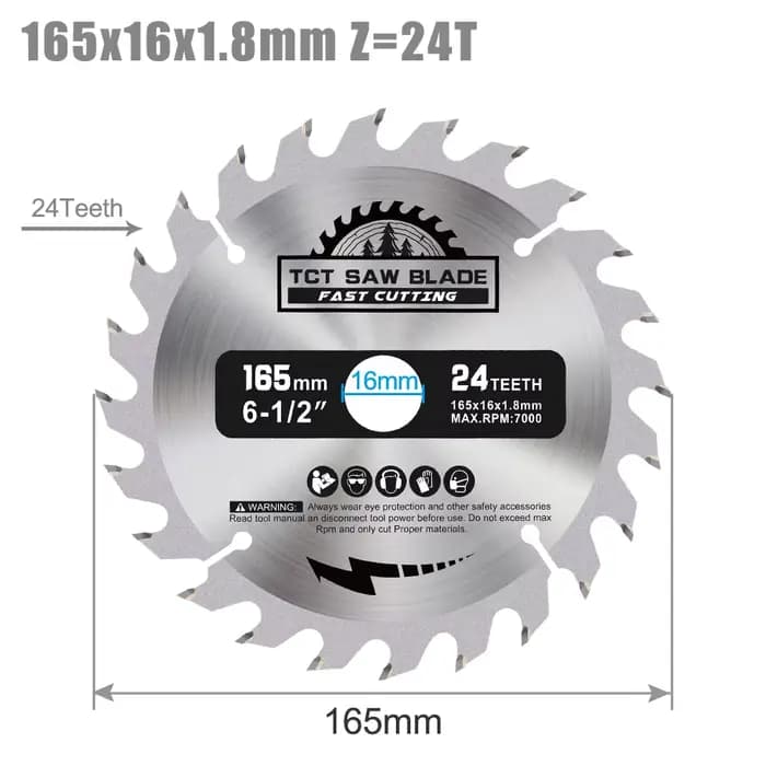 XCAN 165mm lame de scie circulaire TCT lame de scie en carbure pour outils de coupe du bois disque d