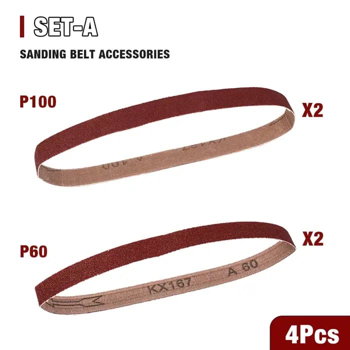 Bande abrasive professionnelle P60/P100, 520 x 20 mm, adaptée aux ponceuses à bande, meuleuses, etc.