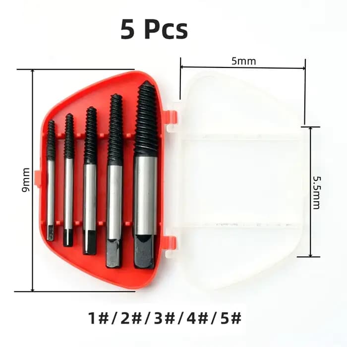Extracteur de vis cassé endommagé, forets 5/6/8 pièces en acier Durable, dissolvant facile, perceuse