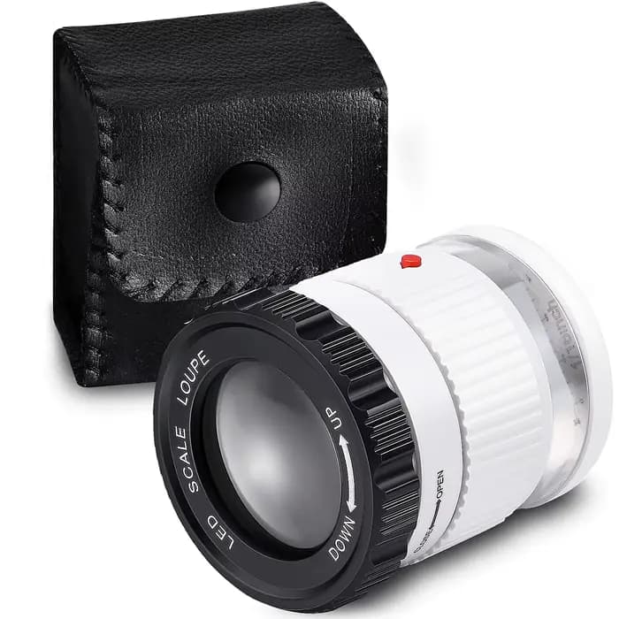 Loupe cylindrique portative 30X avec échelle LED lumière UV Loupe éclairée Focale réglable HD Loupe 