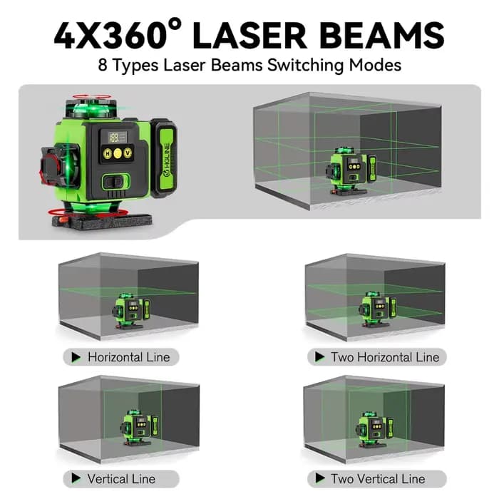 HGLINE 16 lignes niveau Laser APP télécommande niveaux horizontaux verticaux affichage de puissance 