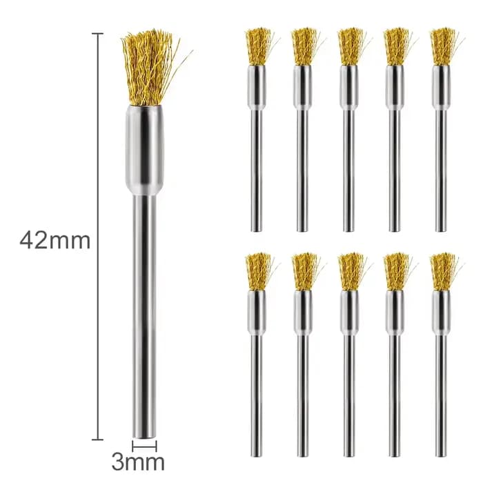 CMCP 10/20 pièces 3mm tige en laiton fil roue brosse brosse de polissage pour Mini perceuse métal an