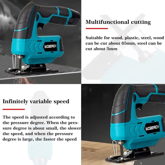 WOBERICH Portable sans fil 65mm lame rapide changée sans fil gabarits batterie scie sauteuse outil électrique scies