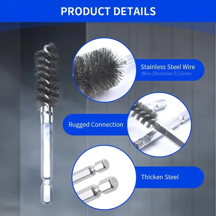 Brosse métallique à tige hexagonale de 1/4 pouces