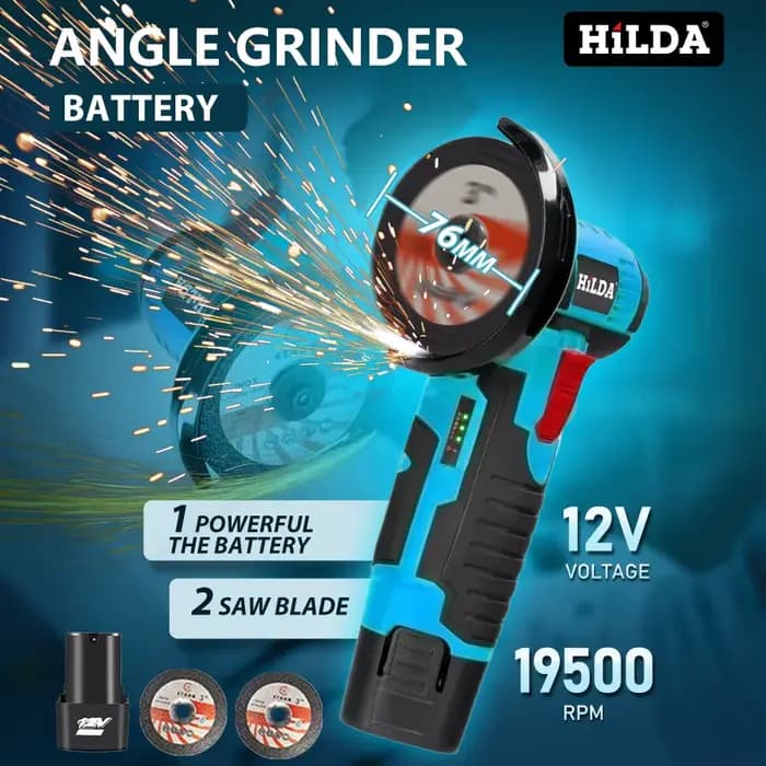 HILDA 12V 3/4 pouces Lithium meuleuse d'angle électrique batterie Rechargeable sans brosse/brossé Machine de polissage Mini Machine de découpe