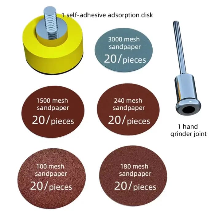 100 pièces de papier abrasif de 1 pouce avec support de ponçage