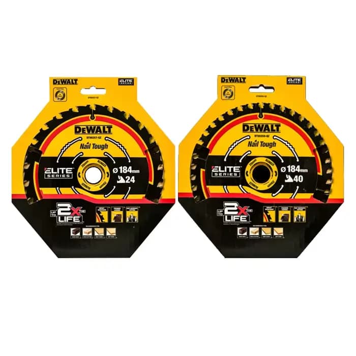 Lame de scie circulaire DEWALT DT90257 DT90259 184 mm 24T Extreme 2X Life, lame de scie à pointe en carbure pour la coupe du bois