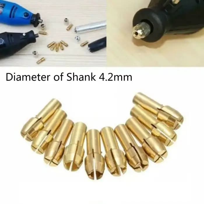 Ensemble de 10 pièces de mandrin de meuleuse électrique, mandrins de perceuse, pince 4.2mm 0.5-3.2mm, Mini meuleuse, mandrin en cuivre, ensemble d'accessoires