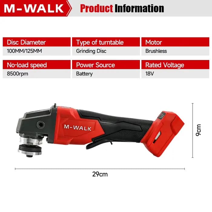 Meuleuse d'Angle Électrique Sans Brosse 100 / 125mm Rectifieuse Sans Fil 8500 Tr / Min Outils Électriques De Coupe Pour
