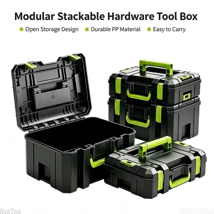 Boîte à outils multifonctionnelle grande capacité empilable, boîte de rangement élargie pour quincaillerie, organisateur de boîte à outils, rangement de garage