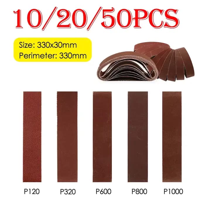 10/20/50 pièces courroies abrasives pour Mini Machine à bande électrique 330x30mm P120/320/600/800/1000 ceintures